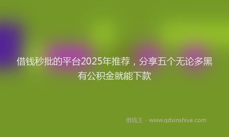 借钱秒批的平台2025年推荐，分享五个无论多黑有公积金就能下款