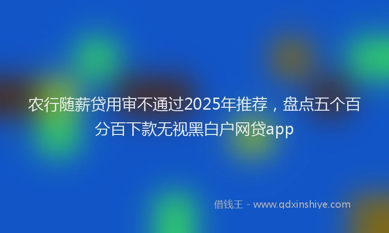 农行随薪贷用审不通过2025年推荐，盘点五个百分百下款无视黑白户网贷app