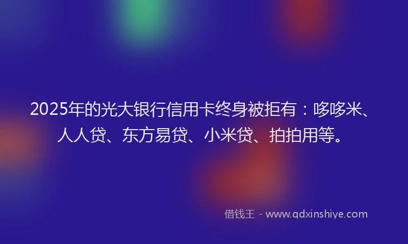 2025年的光大银行信用卡终身被拒有:哆哆米、人人贷、东方易贷、小米贷、拍拍用等。