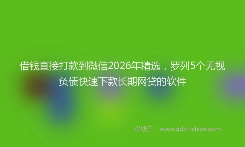 借钱直接打款到微信2026年精选，罗列5个无视负债快速下款长期网贷的软件