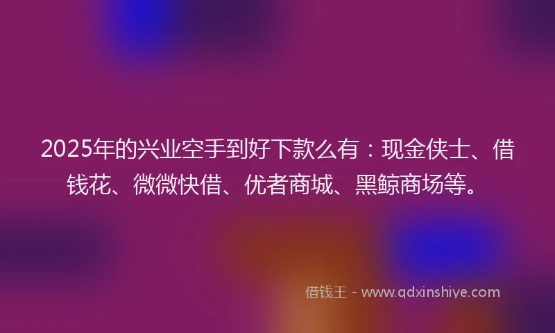 2025年的兴业空手到好下款么有:现金侠士、借钱花、微微快借、优者商城、黑鲸商场等。