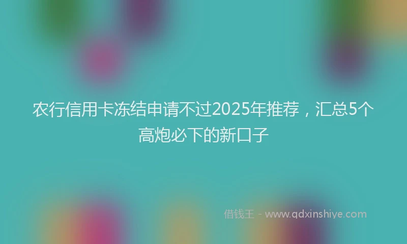 农行信用卡冻结申请不过2025年推荐，汇总5个高炮必下的新口子