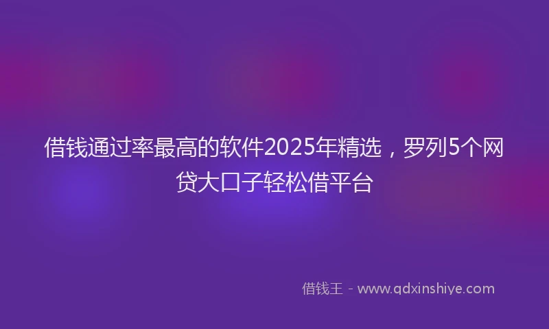 借钱通过率最高的软件2025年精选，罗列5个网贷大口子轻松借平台
