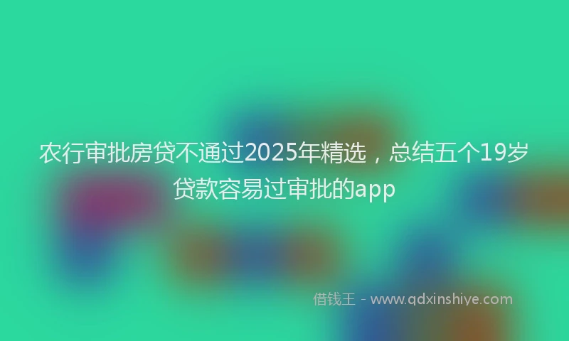 农行审批房贷不通过2025年精选，总结五个19岁贷款容易过审批的app