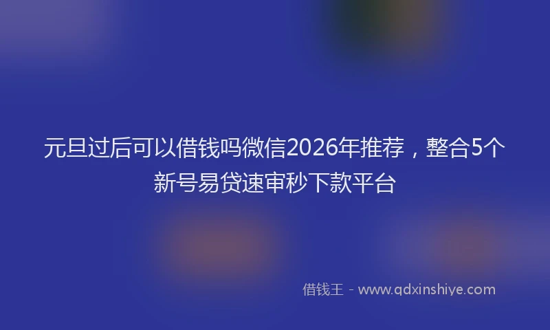 元旦过后可以借钱吗微信2026年推荐，整合5个新号易贷速审秒下款平台