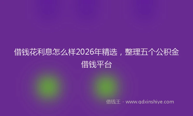 借钱花利息怎么样2026年精选，整理五个公积金借钱平台
