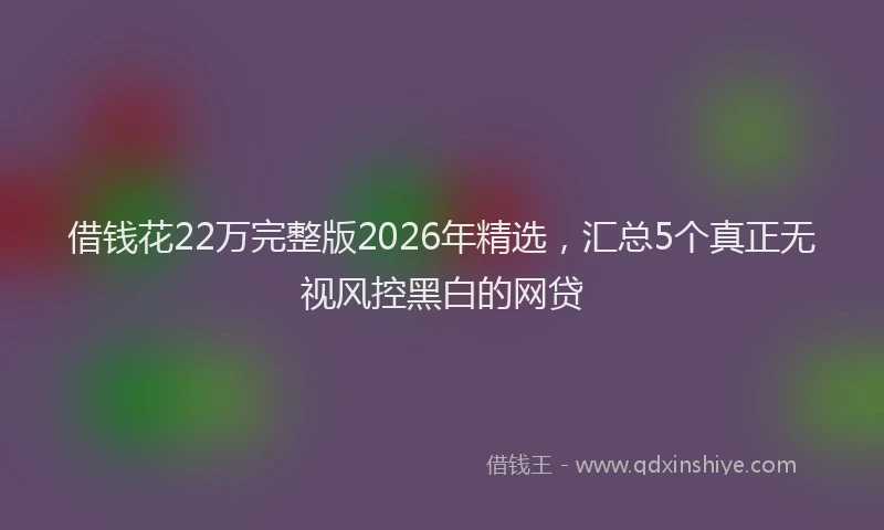 借钱花22万完整版2026年精选,汇总5个真正无视风控黑白的网贷