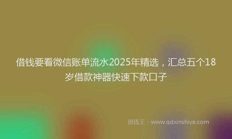 借钱要看微信账单流水2025年精选，汇总五个18岁借款神器快速下款口子