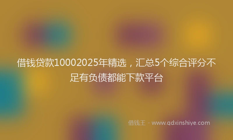 借钱贷款10002025年精选，汇总5个综合评分不足有负债都能下款平台