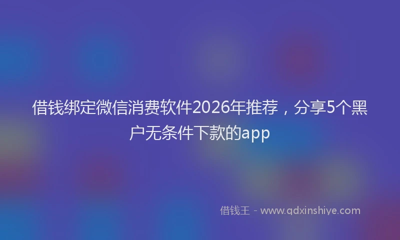 借钱绑定微信消费软件2026年推荐，分享5个黑户无条件下款的app