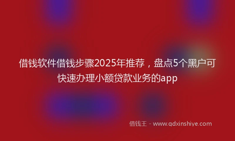 借钱软件借钱步骤2025年推荐，盘点5个黑户可快速办理小额贷款业务的app