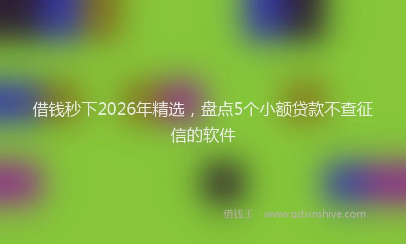 借钱秒下2026年精选,盘点5个小额贷款不查征信的软件
