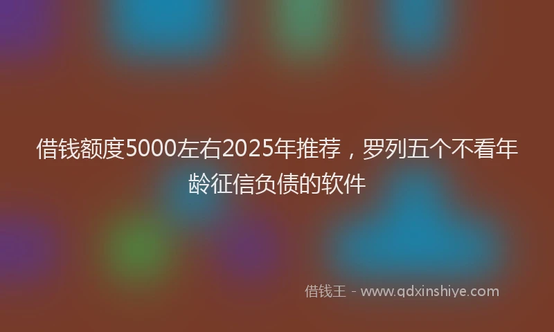 借钱额度5000左右2025年推荐，罗列五个不看年龄征信负债的软件