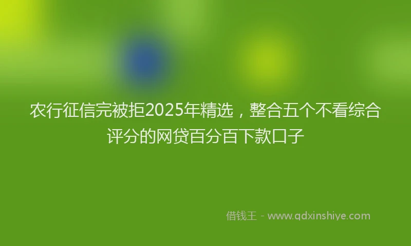 农行征信完被拒2025年精选，整合五个不看综合评分的网贷百分百下款口子
