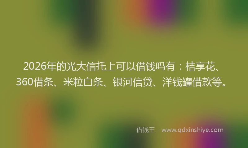 2026年的光大信托上可以借钱吗有:桔享花、360借条、米粒白条、银河信贷、洋钱罐借款等。