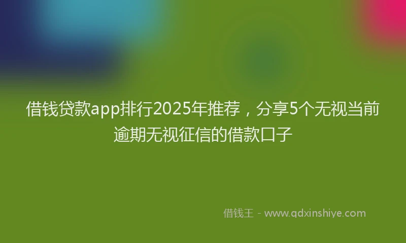 借钱贷款app排行2025年推荐，分享5个无视当前逾期无视征信的借款口子