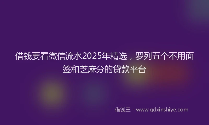 借钱要看微信流水2025年精选，罗列五个不用面签和芝麻分的贷款平台