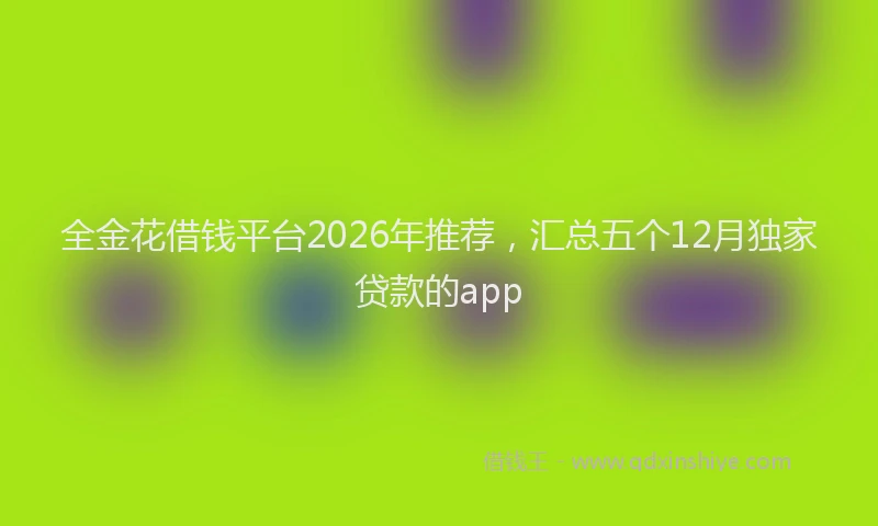 全金花借钱平台2026年推荐，汇总五个12月独家贷款的app