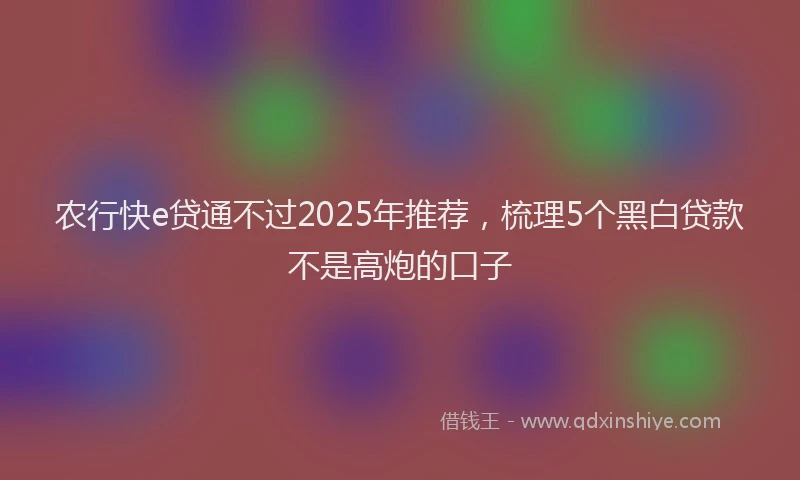 农行快e贷通不过2025年推荐，梳理5个黑白贷款不是高炮的口子