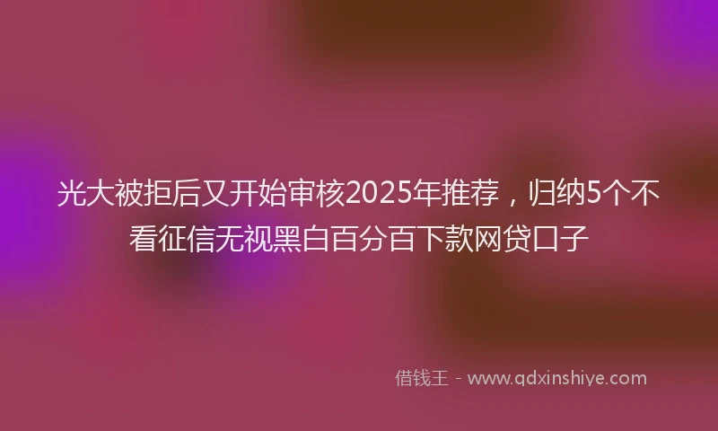 光大被拒后又开始审核2025年推荐，归纳5个不看征信无视黑白百分百下款网贷口子