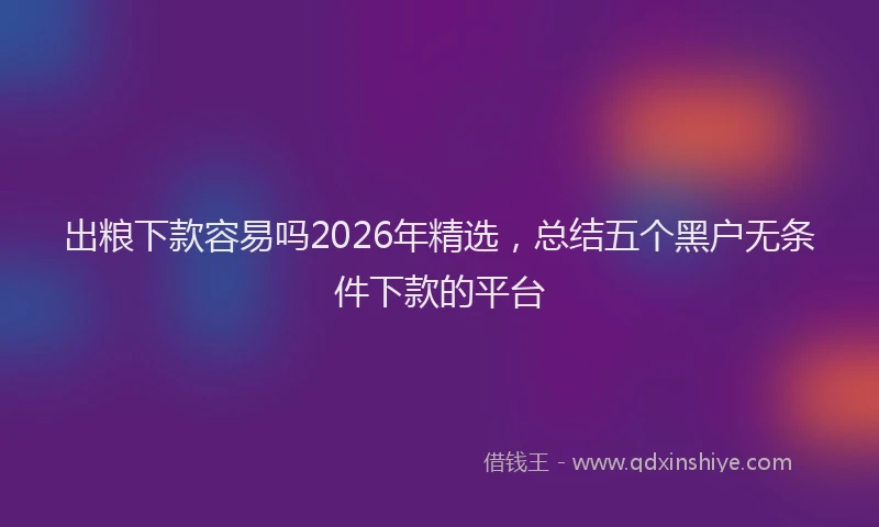 出粮下款容易吗2026年精选，总结五个黑户无条件下款的平台