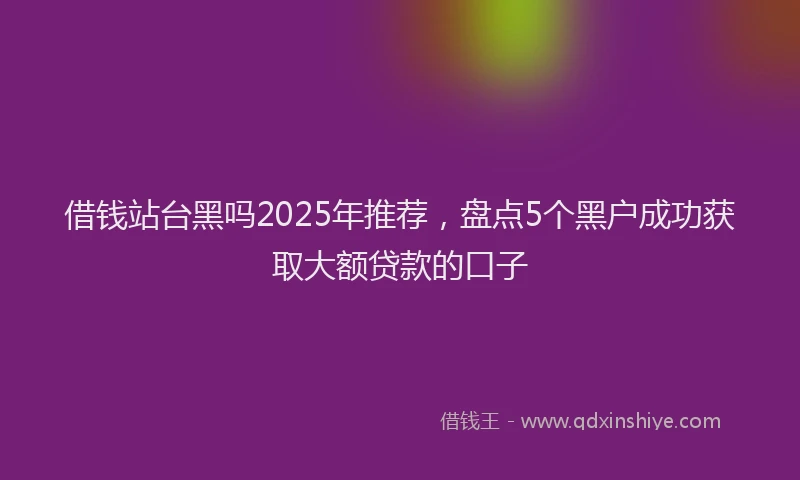 借钱站台黑吗2025年推荐，盘点5个黑户成功获取大额贷款的口子