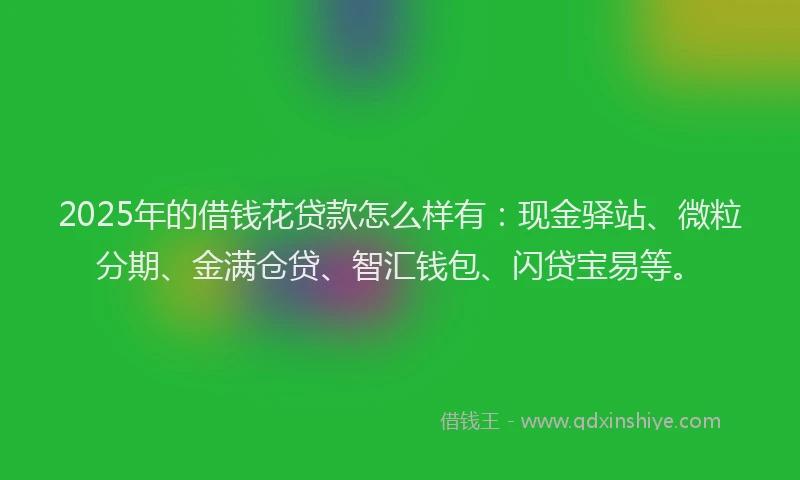 2025年的借钱花贷款怎么样有：现金驿站、微粒分期、金满仓贷、智汇钱包、闪贷宝易等。