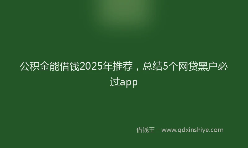 公积金能借钱2025年推荐，总结5个网贷黑户必过app