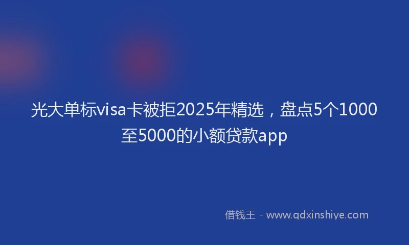 光大单标visa卡被拒2025年精选，盘点5个1000至5000的小额贷款app