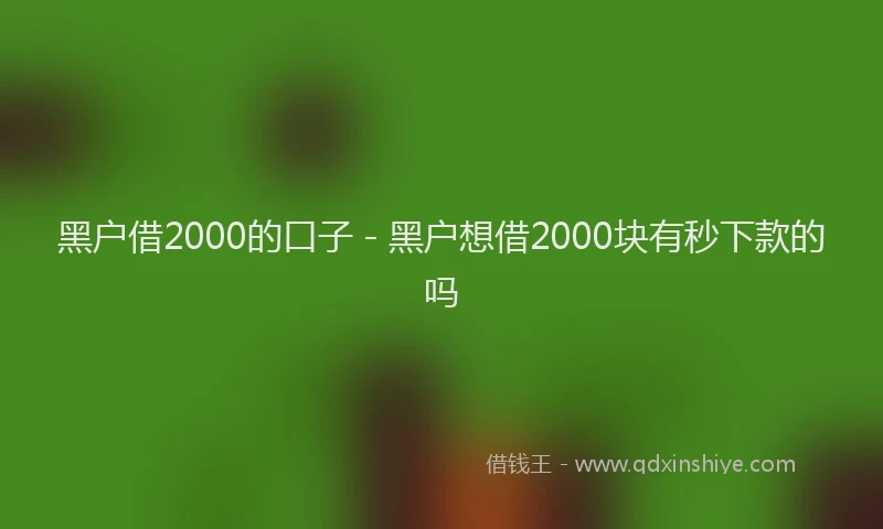 黑户借2000的口子 - 黑户想借2000块有秒下款的吗