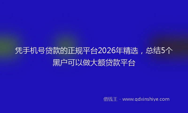 凭手机号贷款的正规平台2026年精选,总结5个黑户可以做大额贷款平台