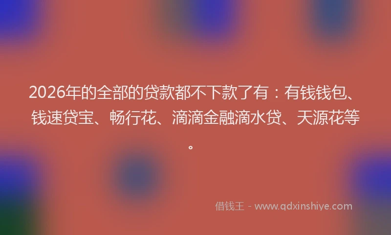 2026年的全部的贷款都不下款了有：有钱钱包、钱速贷宝、畅行花、滴滴金融滴水贷、天源花等。