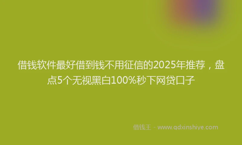 借钱软件最好借到钱不用征信的2025年推荐，盘点5个无视黑白100%秒下网贷口子