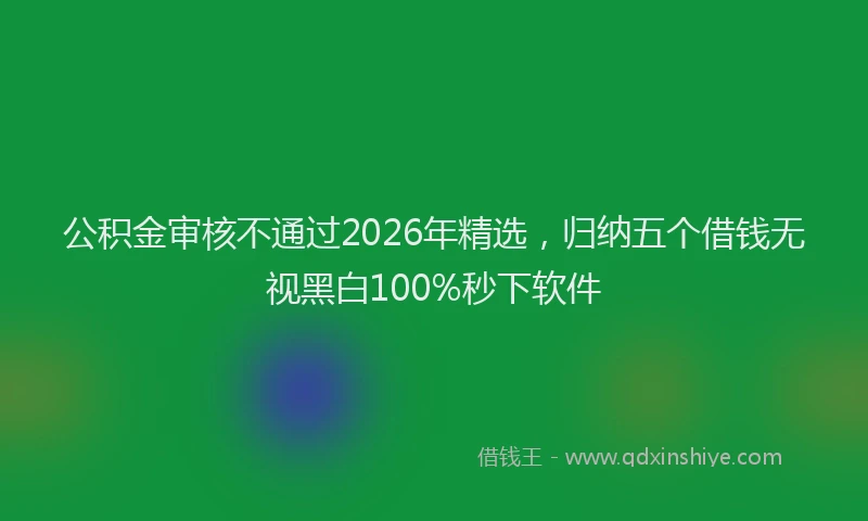 公积金审核不通过2026年精选，归纳五个借钱无视黑白100%秒下软件