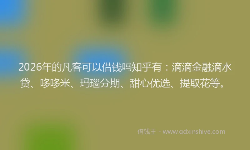 2026年的凡客可以借钱吗知乎有：滴滴金融滴水贷、哆哆米、玛瑙分期、甜心优选、提取花等。
