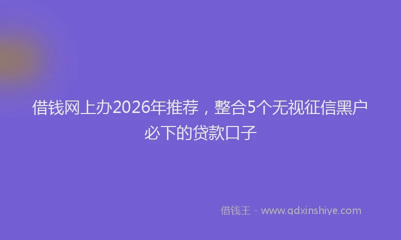 借钱网上办2026年推荐，整合5个无视征信黑户必下的贷款口子