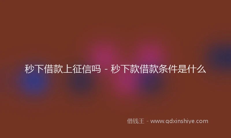秒下借款上征信吗 - 秒下款借款条件是什么