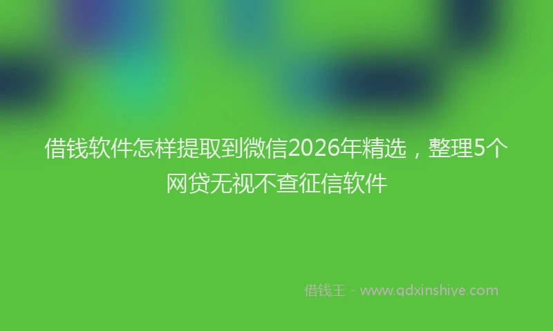 借钱软件怎样提取到微信2026年精选，整理5个网贷无视不查征信软件