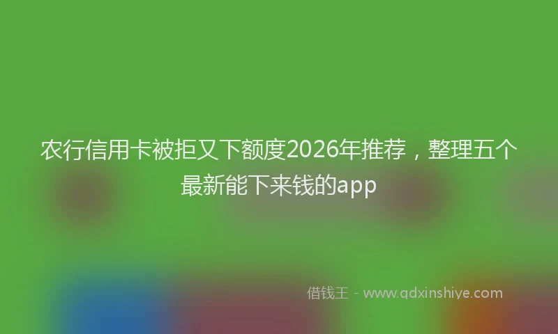 农行信用卡被拒又下额度2026年推荐,整理五个最新能下来钱的app