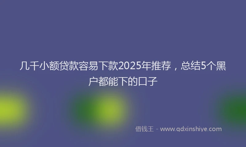 几千小额贷款容易下款2025年推荐,总结5个黑户都能下的口子