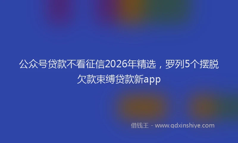 公众号贷款不看征信2026年精选，罗列5个摆脱欠款束缚贷款新app