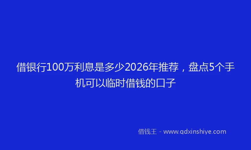 借银行100万利息是多少2026年推荐，盘点5个手机可以临时借钱的口子