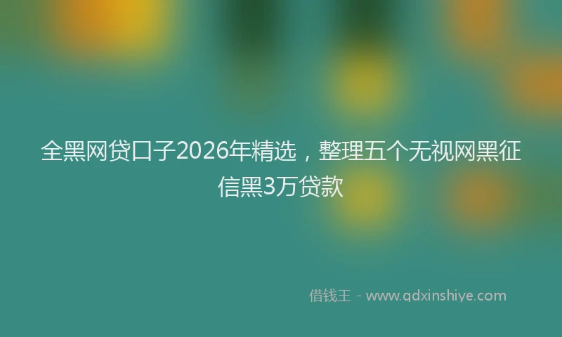 全黑网贷口子2026年精选,整理五个无视网黑征信黑3万贷款