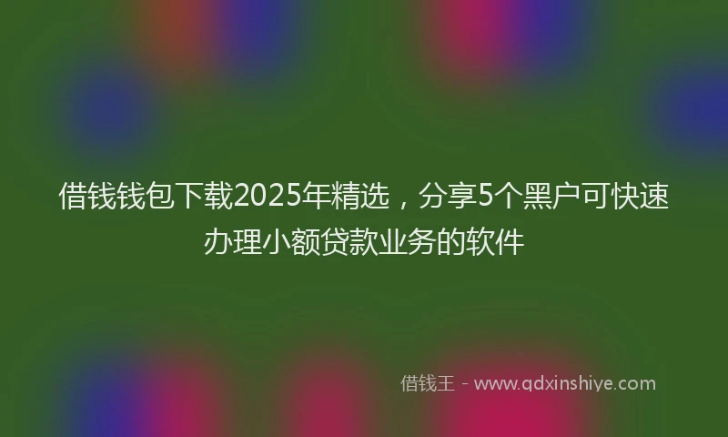 借钱钱包下载2025年精选，分享5个黑户可快速办理小额贷款业务的软件