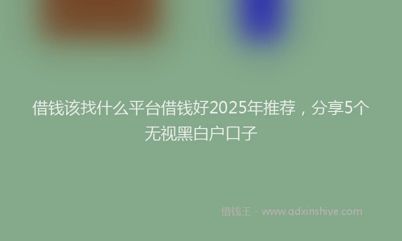 借钱该找什么平台借钱好2025年推荐,分享5个无视黑白户口子