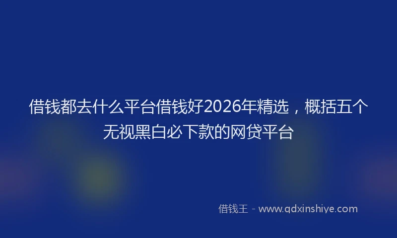 借钱都去什么平台借钱好2026年精选，概括五个无视黑白必下款的网贷平台