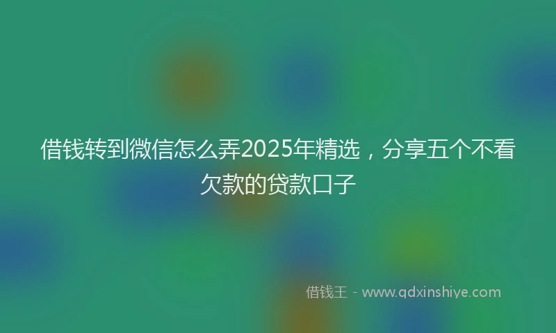 借钱转到微信怎么弄2025年精选，分享五个不看欠款的贷款口子
