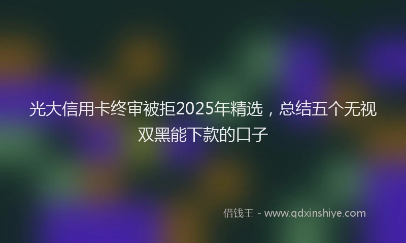 光大信用卡终审被拒2025年精选，总结五个无视双黑能下款的口子