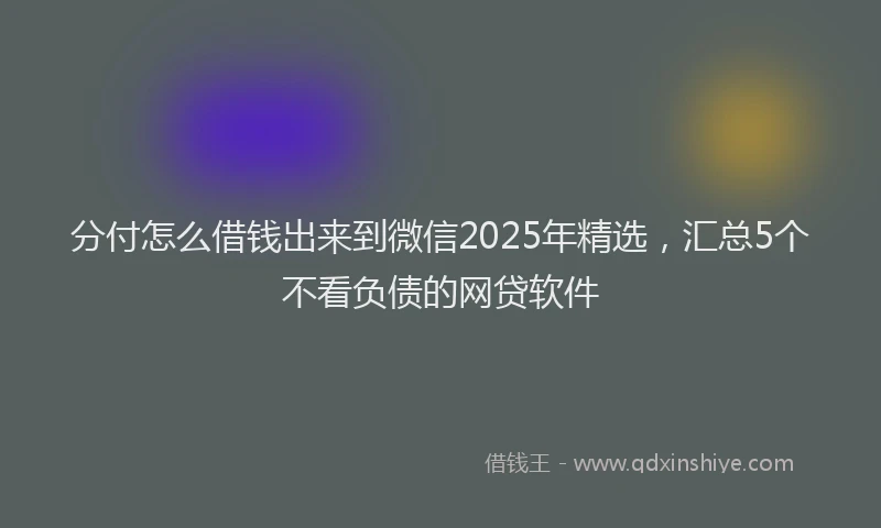 分付怎么借钱出来到微信2025年精选，汇总5个不看负债的网贷软件