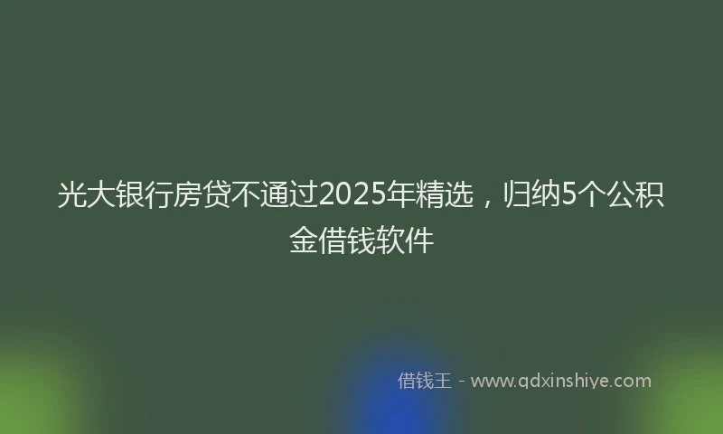 光大银行房贷不通过2025年精选，归纳5个公积金借钱软件